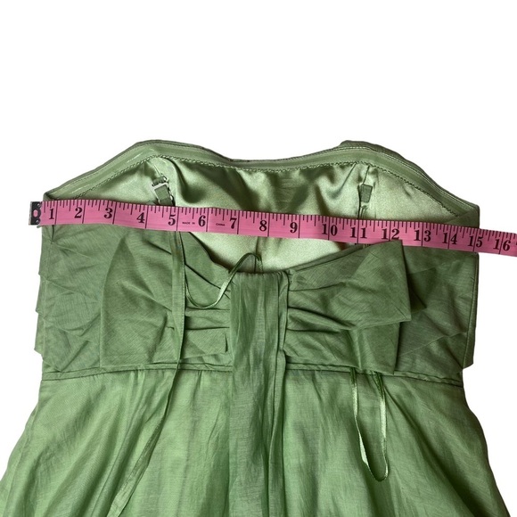 Jessica Simpson Dress 6 Strapless Party Green Sundress Elegant Frock Bow Back‎ - Picture 11 of 14
